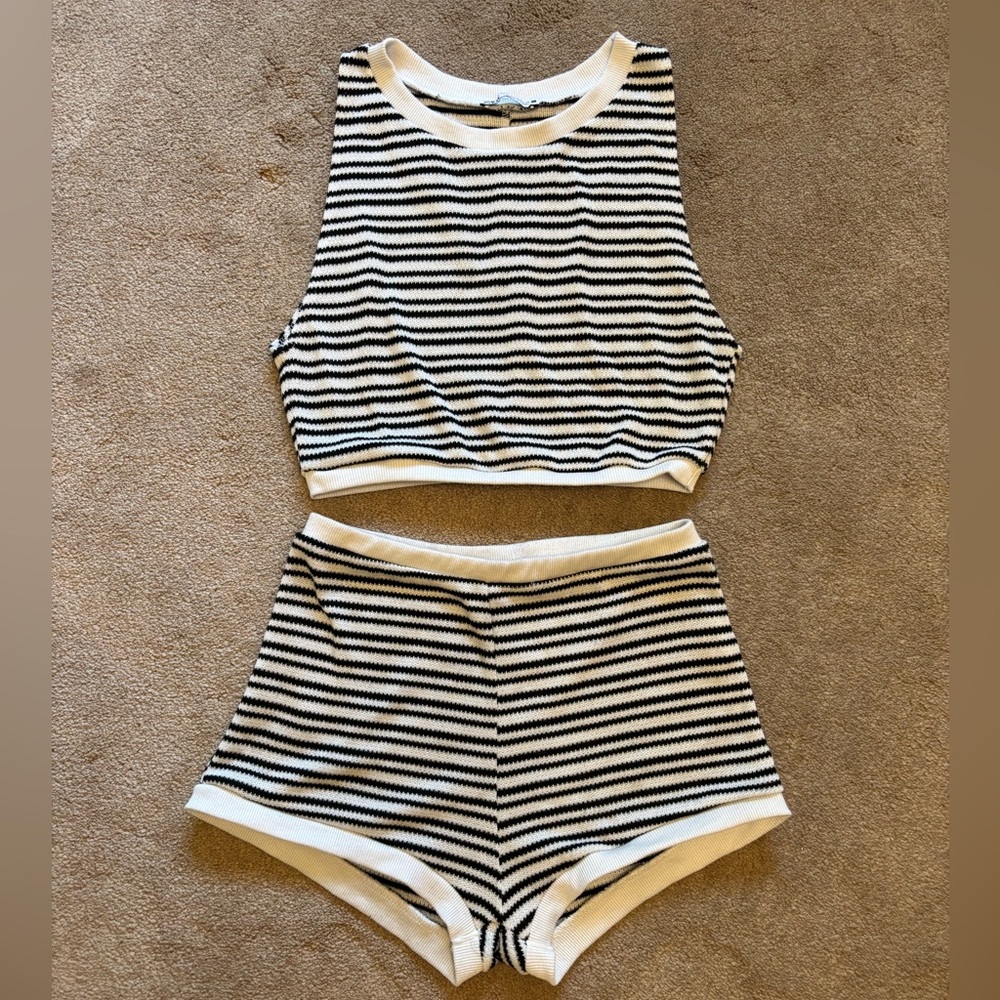 Zara Black and White Striped Matching Set